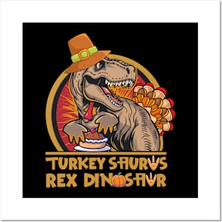 Turkey Saurus Rex Dinosaur Funny Thanksgiving Posters and Art